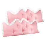 2x 180cm Pink Princess Bed Pillow Headboard Backrest Bedside Tatami Sofa Cushion with Ruffle Lace Decor