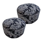 2x 50x30CM Black Round Soft Pouffe Seat Cushion Elegant Home Accent Decor Footstool