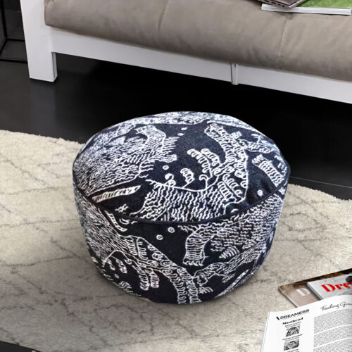 2x 50x30CM Black Round Soft Pouffe Seat Cushion Elegant Home Accent Decor Footstool - Image 6