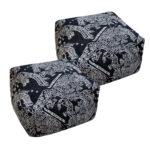 2x 55x30cm Black Squared Soft Pouffe Seat Cushion Elegant Home Accent Decor Footstool