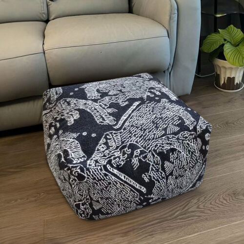 2x 55x30cm Black Squared Soft Pouffe Seat Cushion Elegant Home Accent Decor Footstool - Image 2