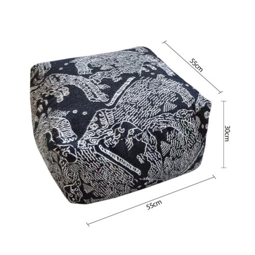 2x 55x30cm Black Squared Soft Pouffe Seat Cushion Elegant Home Accent Decor Footstool - Image 5