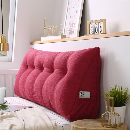 2x 150cm Rose Red Wedge Bed Pillow Headboard Backrest Bedside Tatami Cushion Decor - Image 2