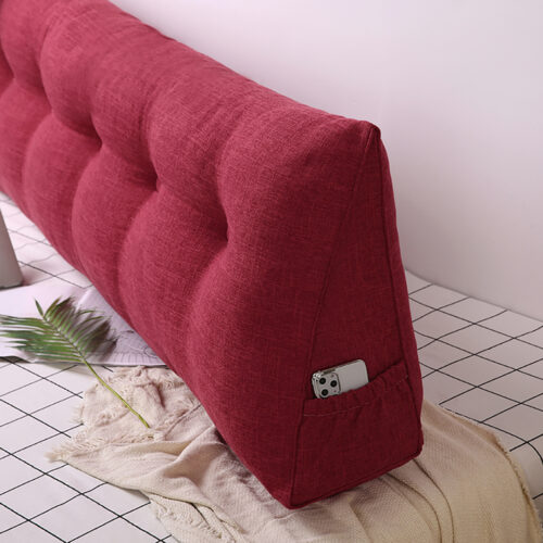 2x 150cm Rose Red Wedge Bed Pillow Headboard Backrest Bedside Tatami Cushion Decor - Image 4