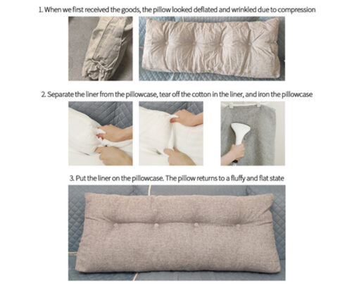 2x 150cm Silver Wedge Bed Pillow Headboard Backrest Bedside Tatami Cushion Decor - Image 7