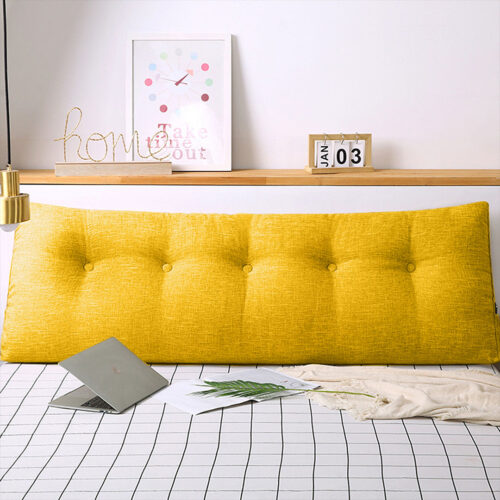 2x 150cm Yellow Wedge Bed Pillow Headboard Backrest Bedside Tatami Cushion Decor - Image 2