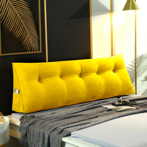 2x 150cm Yellow Wedge Bed Pillow Headboard Backrest Bedside Tatami Cushion Decor - Image 8