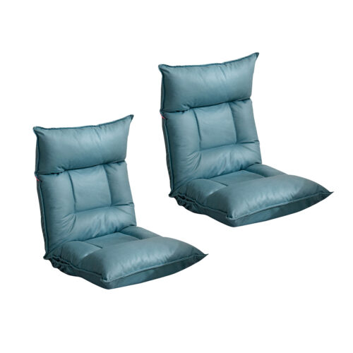 2x Green Lounge Recliner Lazy Sofa Bed Tatami Cushion Collapsible Backrest Seat