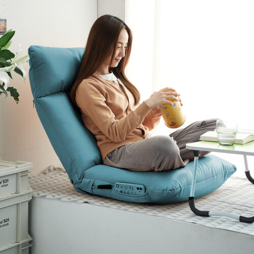 2x Green Lounge Recliner Lazy Sofa Bed Tatami Cushion Collapsible Backrest Seat - Image 2