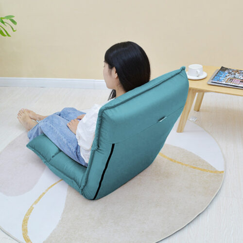 2x Green Lounge Recliner Lazy Sofa Bed Tatami Cushion Collapsible Backrest Seat - Image 7