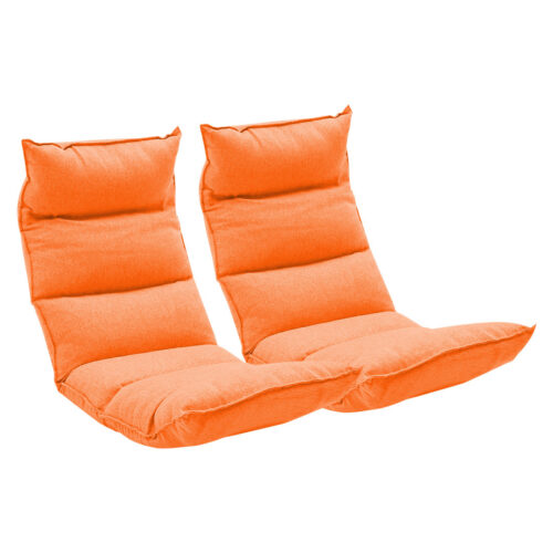 2x Folding Tatami Floor Sofa Bed Meditation Lounge Chair Recliner Lazy Couch Orange