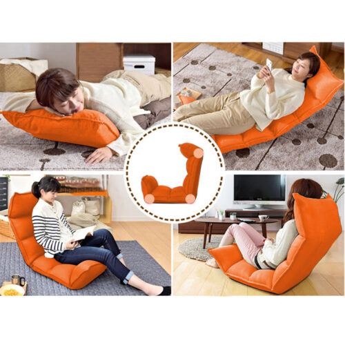 2x Folding Tatami Floor Sofa Bed Meditation Lounge Chair Recliner Lazy Couch Orange - Image 7