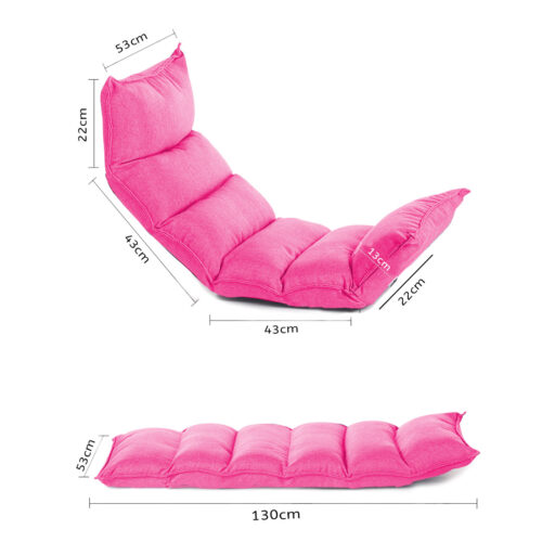 2x Folding Tatami Floor Sofa Bed Meditation Lounge Chair Recliner Lazy Couch Pink - Image 2