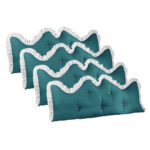 4x 120cm Blue-Green Princess Bed Pillow Headboard Backrest Bedside Tatami Sofa Cushion with Ruffle Lace Decor