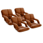 4x Folding Lounge Cushion Adjustable Floor Lazy Recliner Chair with Armrest Coffee