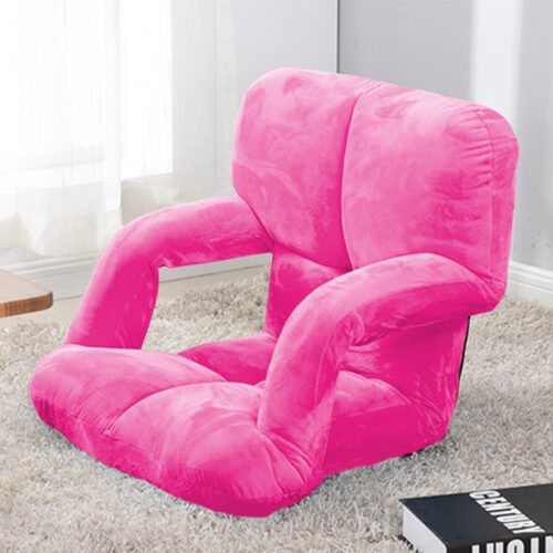 4x Folding Lounge Cushion Adjustable Floor Lazy Recliner Chair with Armrest Pink - Image 3