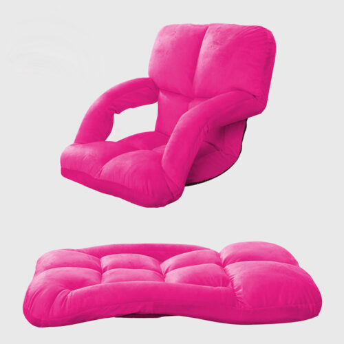 4x Folding Lounge Cushion Adjustable Floor Lazy Recliner Chair with Armrest Pink - Image 4