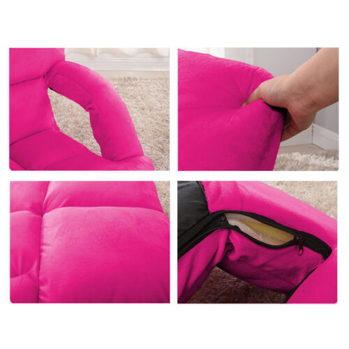 4x Folding Lounge Cushion Adjustable Floor Lazy Recliner Chair with Armrest Pink - Image 6