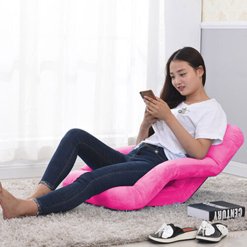 4x Folding Lounge Cushion Adjustable Floor Lazy Recliner Chair with Armrest Pink - Image 10
