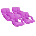 4x Folding Lounge Cushion Adjustable Floor Lazy Recliner Chair with Armrest Purple