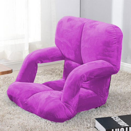 4x Folding Lounge Cushion Adjustable Floor Lazy Recliner Chair with Armrest Purple - Image 3