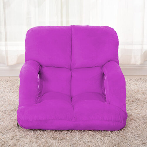 4x Folding Lounge Cushion Adjustable Floor Lazy Recliner Chair with Armrest Purple - Image 8