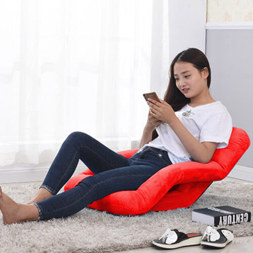 4x Folding Lounge Cushion Adjustable Floor Lazy Recliner Chair with Armrest Red - Image 9