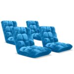 4x Floor Recliner Folding Lounge Sofa Futon Couch Folding Chair Cushion Blue