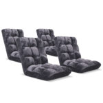 4x Floor Recliner Folding Lounge Sofa Futon Couch Folding Chair Cushion Grey
