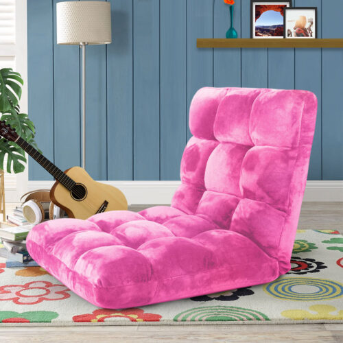 4x Floor Recliner Folding Lounge Sofa Futon Couch Folding Chair Cushion Light Pink - Image 2
