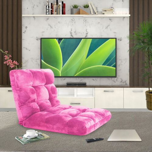 4x Floor Recliner Folding Lounge Sofa Futon Couch Folding Chair Cushion Light Pink - Image 3