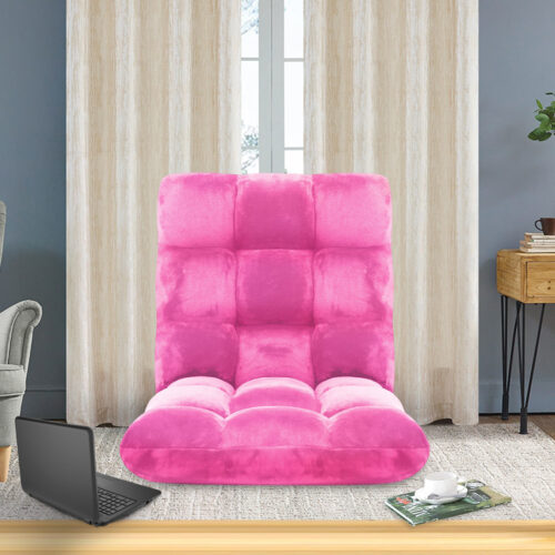 4x Floor Recliner Folding Lounge Sofa Futon Couch Folding Chair Cushion Light Pink - Image 5