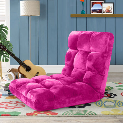 4x Floor Recliner Folding Lounge Sofa Futon Couch Folding Chair Cushion Pink - Image 2