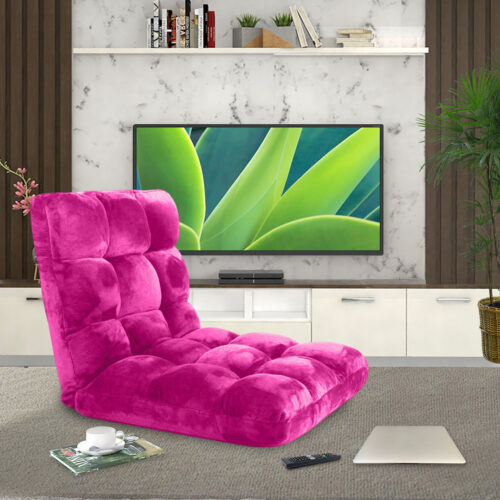 4x Floor Recliner Folding Lounge Sofa Futon Couch Folding Chair Cushion Pink - Image 3