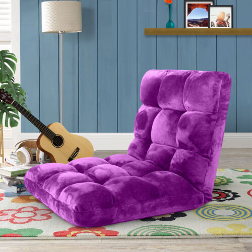 4x Floor Recliner Folding Lounge Sofa Futon Couch Folding Chair Cushion Purple - Image 2