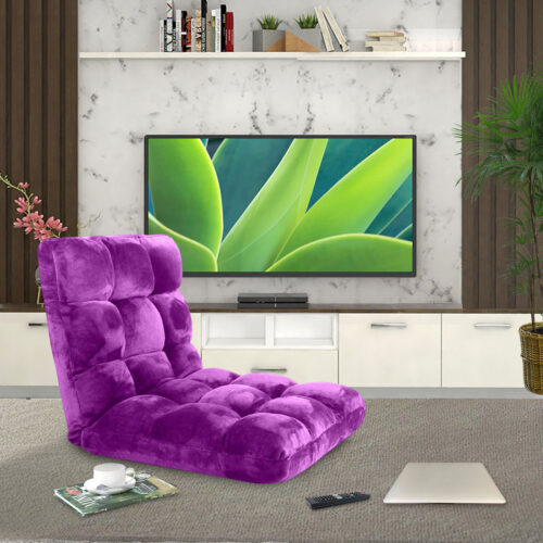 4x Floor Recliner Folding Lounge Sofa Futon Couch Folding Chair Cushion Purple - Image 3