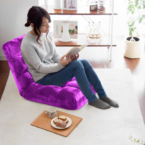4x Floor Recliner Folding Lounge Sofa Futon Couch Folding Chair Cushion Purple - Image 8