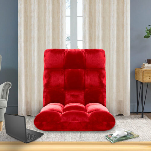 4x Floor Recliner Folding Lounge Sofa Futon Couch Folding Chair Cushion Red - Image 5