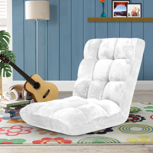 4x Floor Recliner Folding Lounge Sofa Futon Couch Folding Chair Cushion White - Image 2