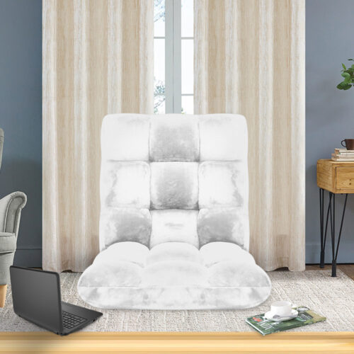 4x Floor Recliner Folding Lounge Sofa Futon Couch Folding Chair Cushion White - Image 4