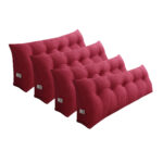 4x 100cm Rose Red Wedge Bed Pillow Headboard Backrest Bedside Tatami Cushion Decor