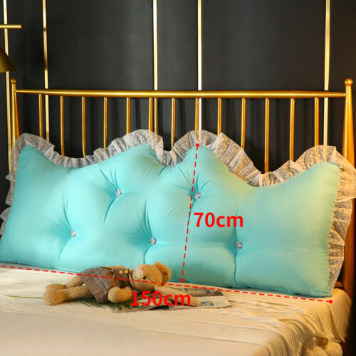4x 150cm Light Blue Princess Bed Pillow Headboard Backrest Bedside Tatami Sofa Cushion with Ruffle Lace Decor - Image 2