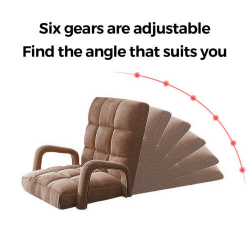 2x Folding Lounge Cushion Adjustable Floor Lazy Recliner Chair with Armrest Coffee - Image 3