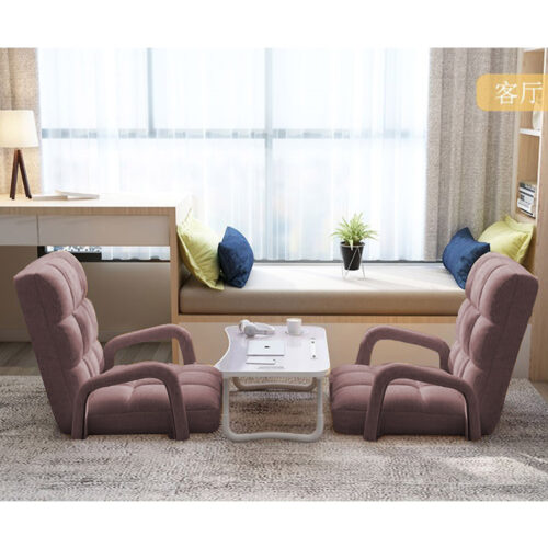 2x Folding Lounge Cushion Adjustable Floor Lazy Recliner Chair with Armrest Coffee - Image 9
