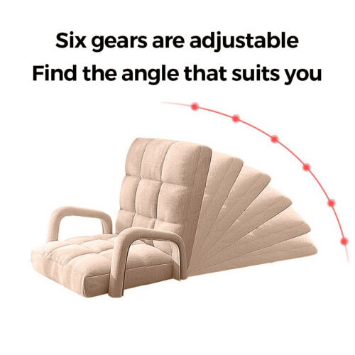 2x Folding Lounge Cushion Adjustable Floor Lazy Recliner Chair with Armrest Khaki - Image 3