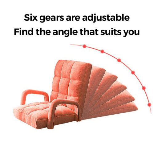 2x Folding Lounge Cushion Adjustable Floor Lazy Recliner Chair with Armrest Orange - Image 3