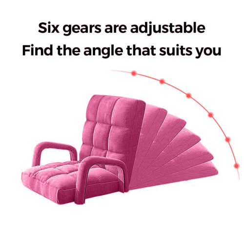 2x Folding Lounge Cushion Adjustable Floor Lazy Recliner Chair with Armrest Pink - Image 3