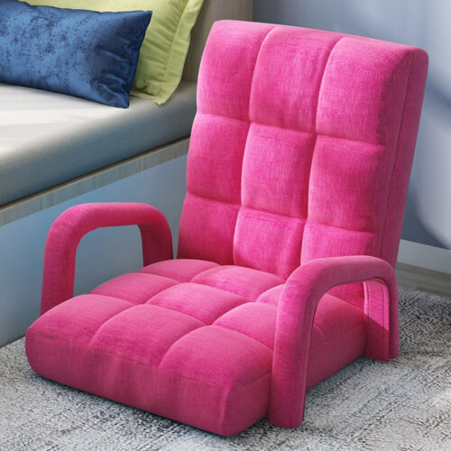 2x Folding Lounge Cushion Adjustable Floor Lazy Recliner Chair with Armrest Pink - Image 8