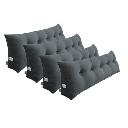 4x 120cm Dark Grey Wedge Bed Pillow Headboard Backrest Bedside Tatami Cushion Decor