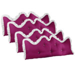 4x 180cm Burgundy Princess Bed Pillow Headboard Backrest Bedside Tatami Sofa Cushion with Ruffle Lace Decor